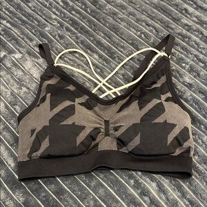 Gym Shark Black & Gray Patterned Strappy Bralette